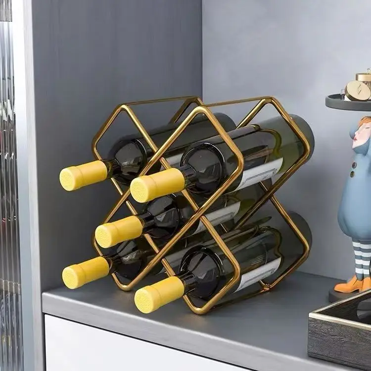 Home Bar And Cabinet - 5-delige ijzeren metalen wijnrek rode wijnfles