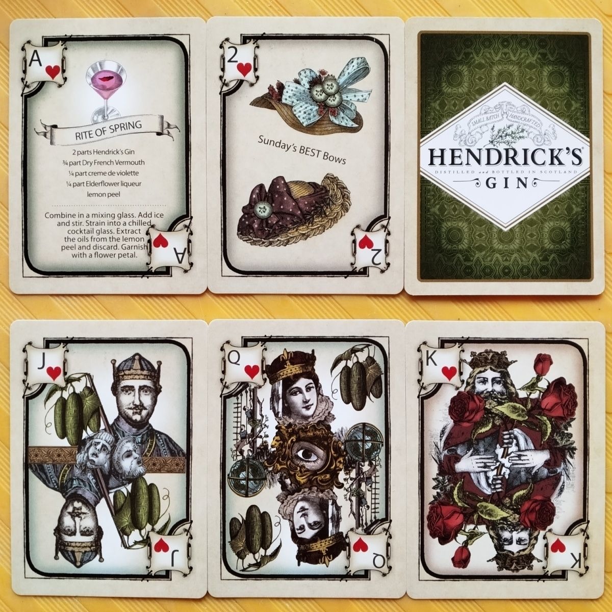 Cocktail Recipe Book - Hendrick's Gin speelkaarten 9*6cm Volledig pak