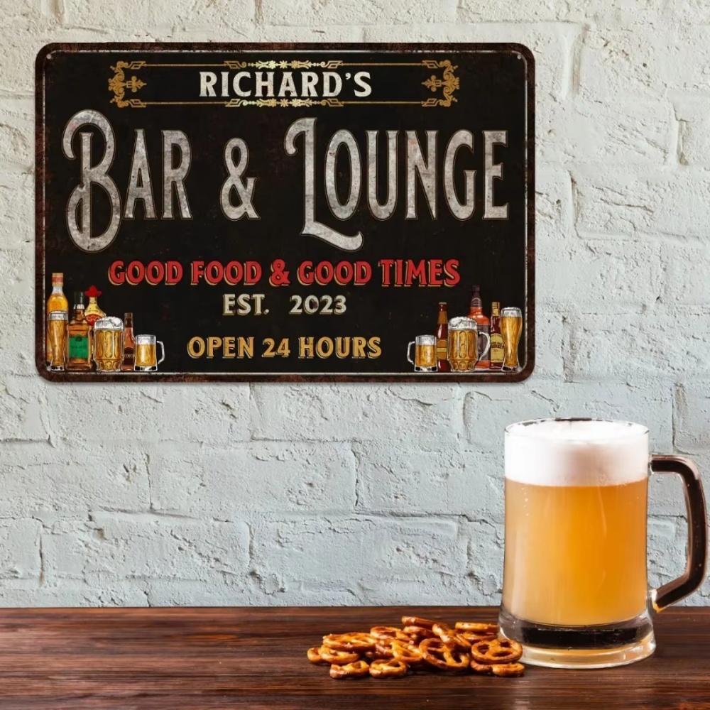 Home Bar Lounge - Op maat gemaakt metalen bord voor