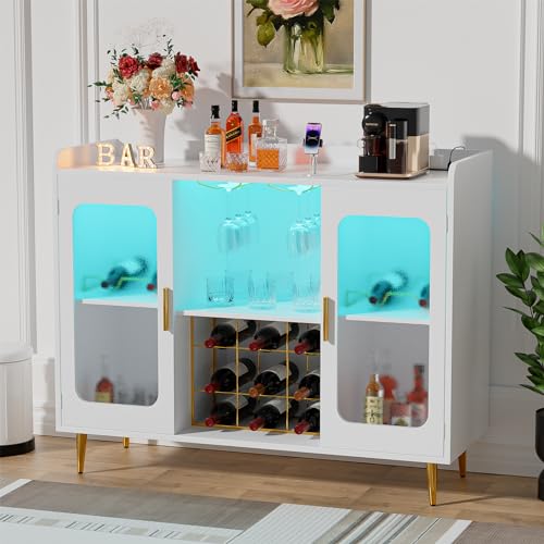 Home Bar And Cabinet - Drankkast met stopcontact en LED-verlichting, wijnbar-kast