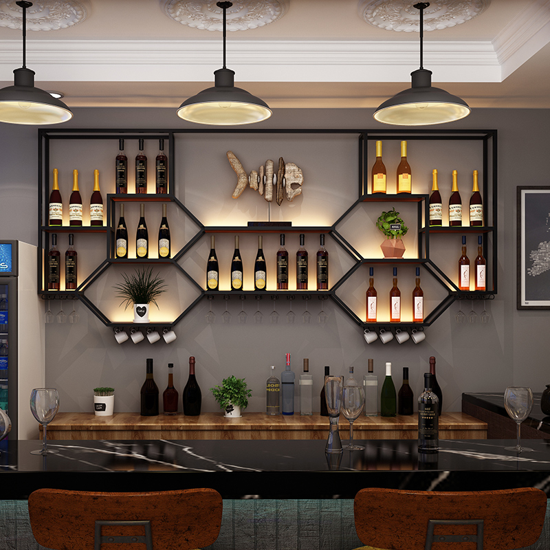 Home Bar And Cabinet - Metalen planken Wijnkast Woonkamer Opbergruimte Keuken
