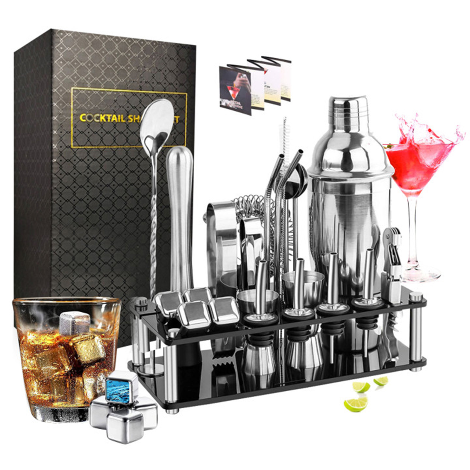 Cocktail Recipe Book - Cocktail Maken Set Shaker Rvs Bar