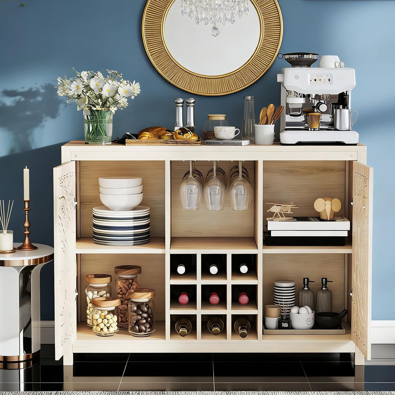 Houten bar kast met verstelbaa - Home Bar And Cabinet recensie en prijs