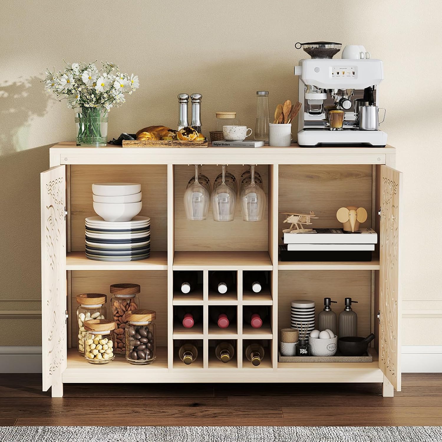 Houten bar kast met verstelbaa - Home Bar And Cabinet recensie en prijs