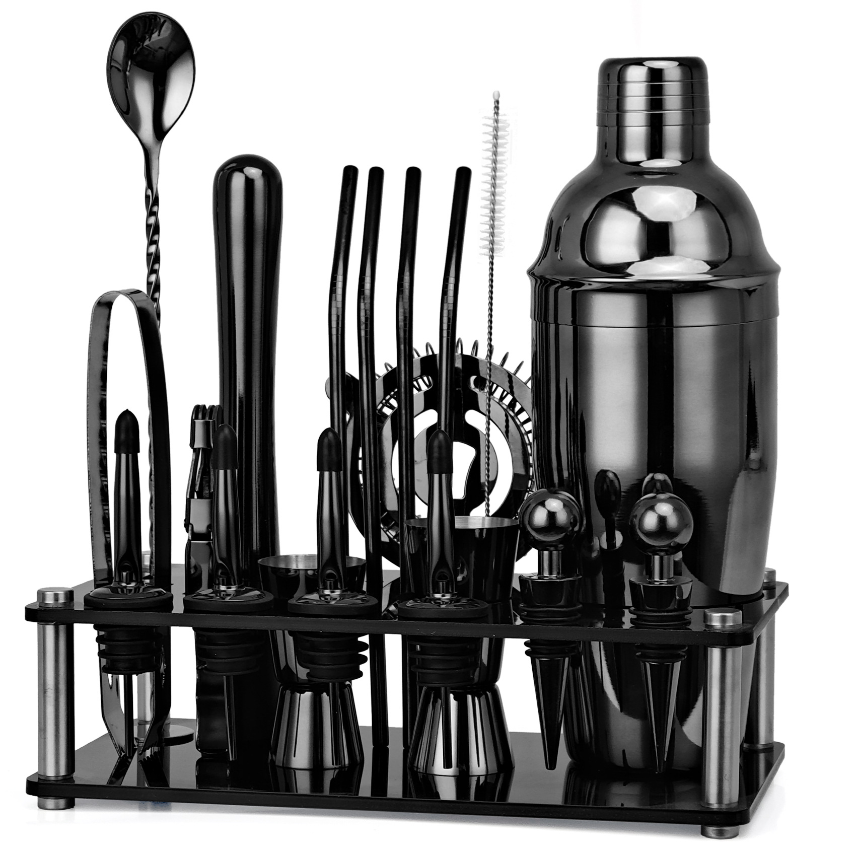 20 Stuks Zwart/Rose Goud/Zilve - Boston Shaker Set recensie en prijs