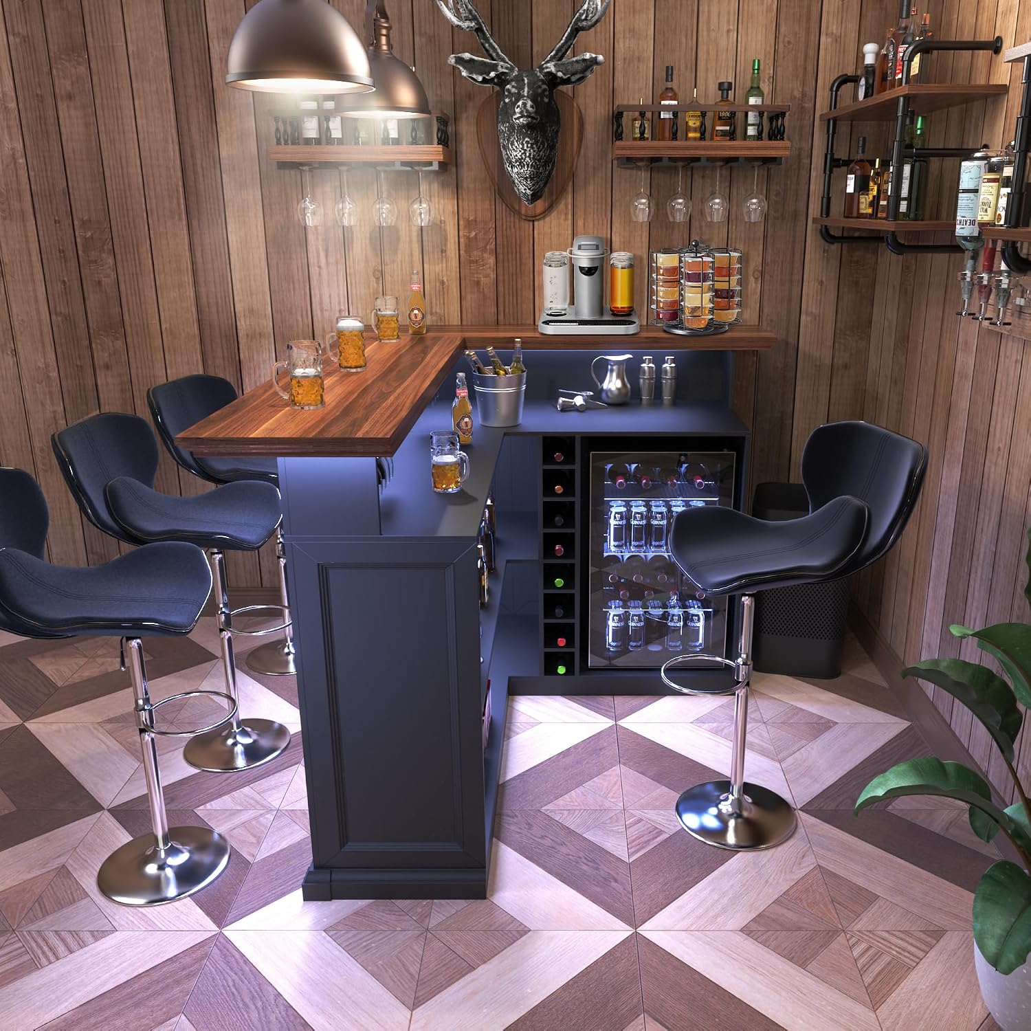 L-vormige thuiskast met koelka - Home Bar And Cabinet recensie en prijs